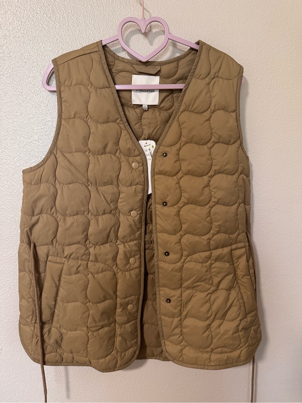 Madewell Quilted Tan Sleeveless Vest